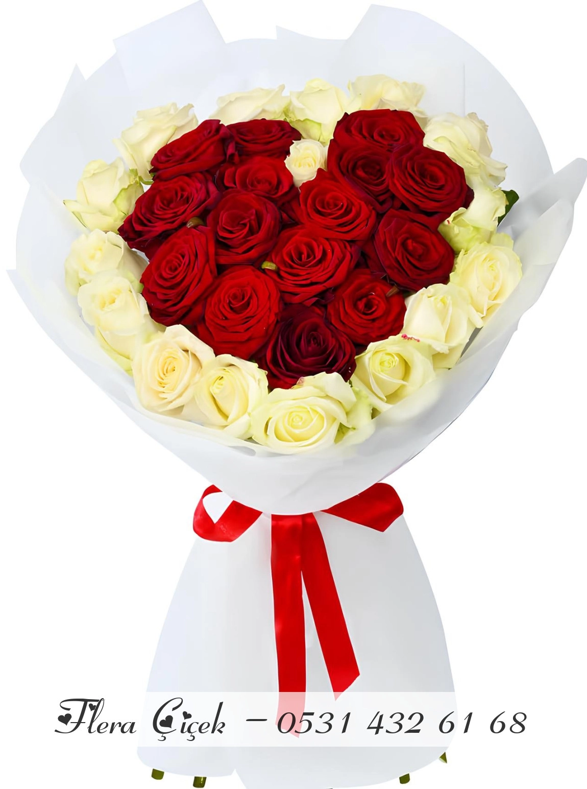 Kırmızı Gül Beyaz Gül Buketi