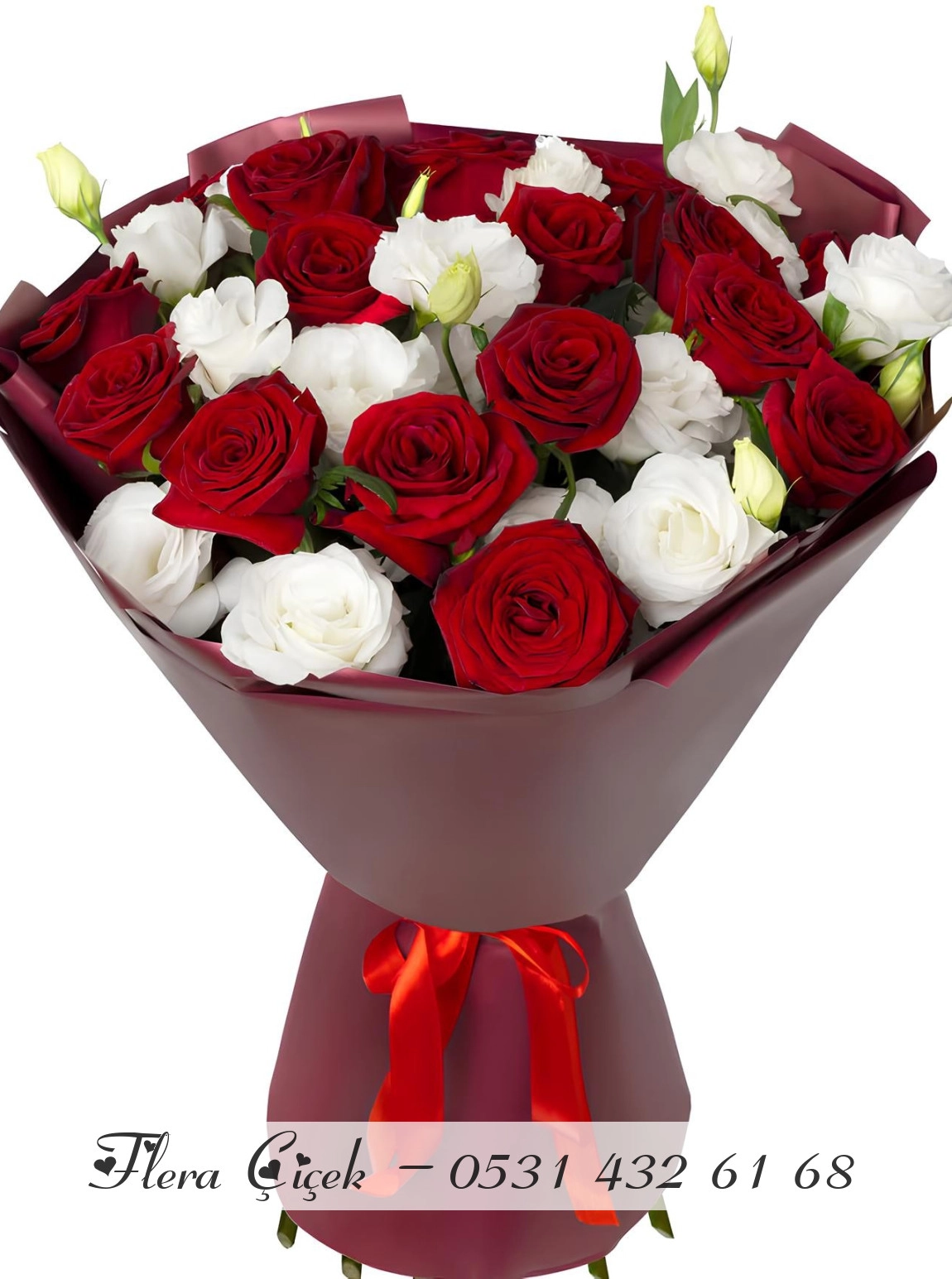 17 Kırmızı ve Beyaz Gül Buketi