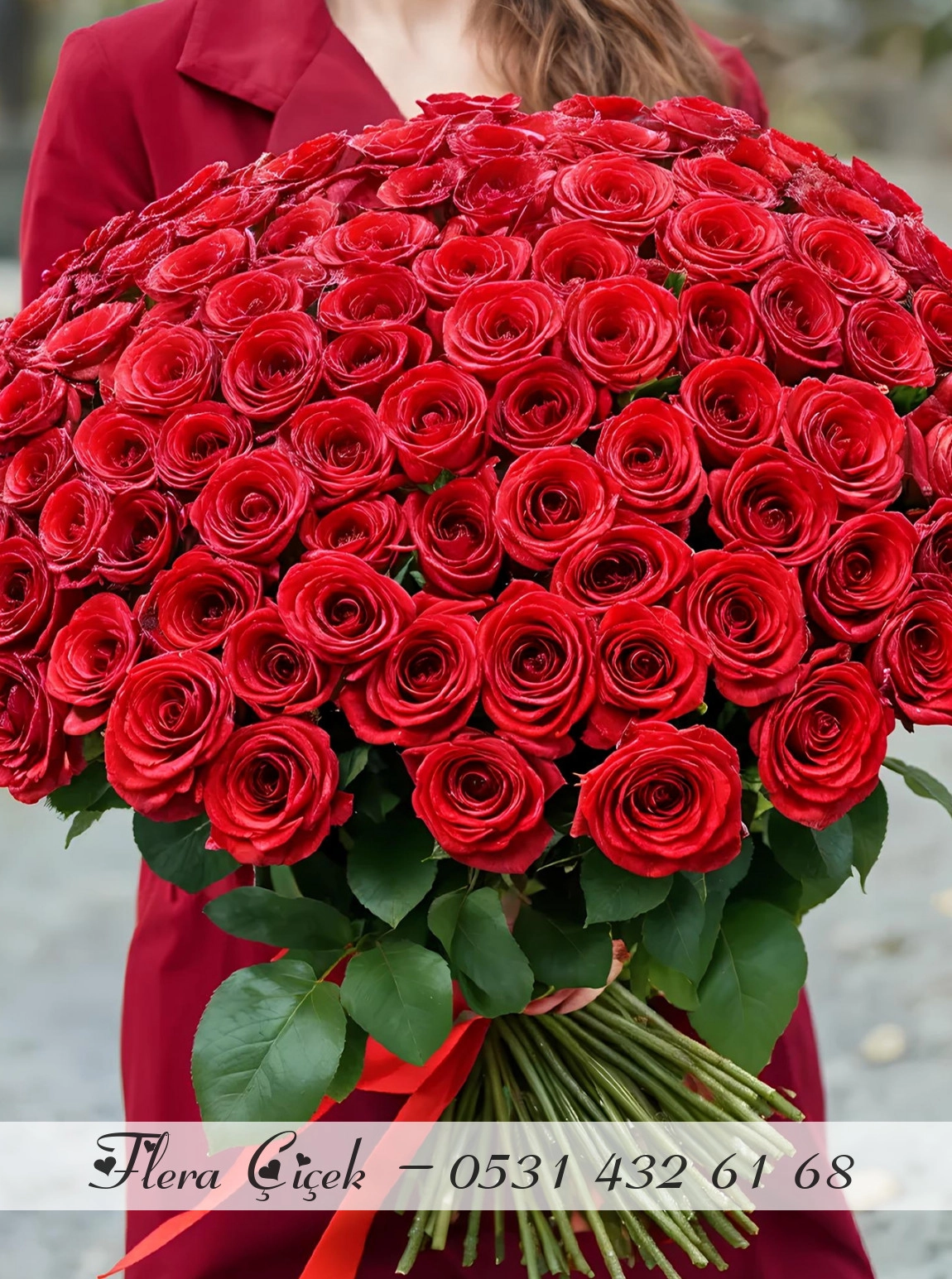 41 Tane Büyük Boy Kırmızı Gül Buketi