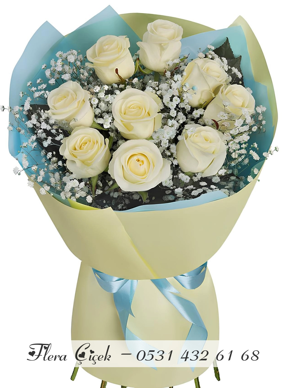 9 Beyaz Gül Premium Buket