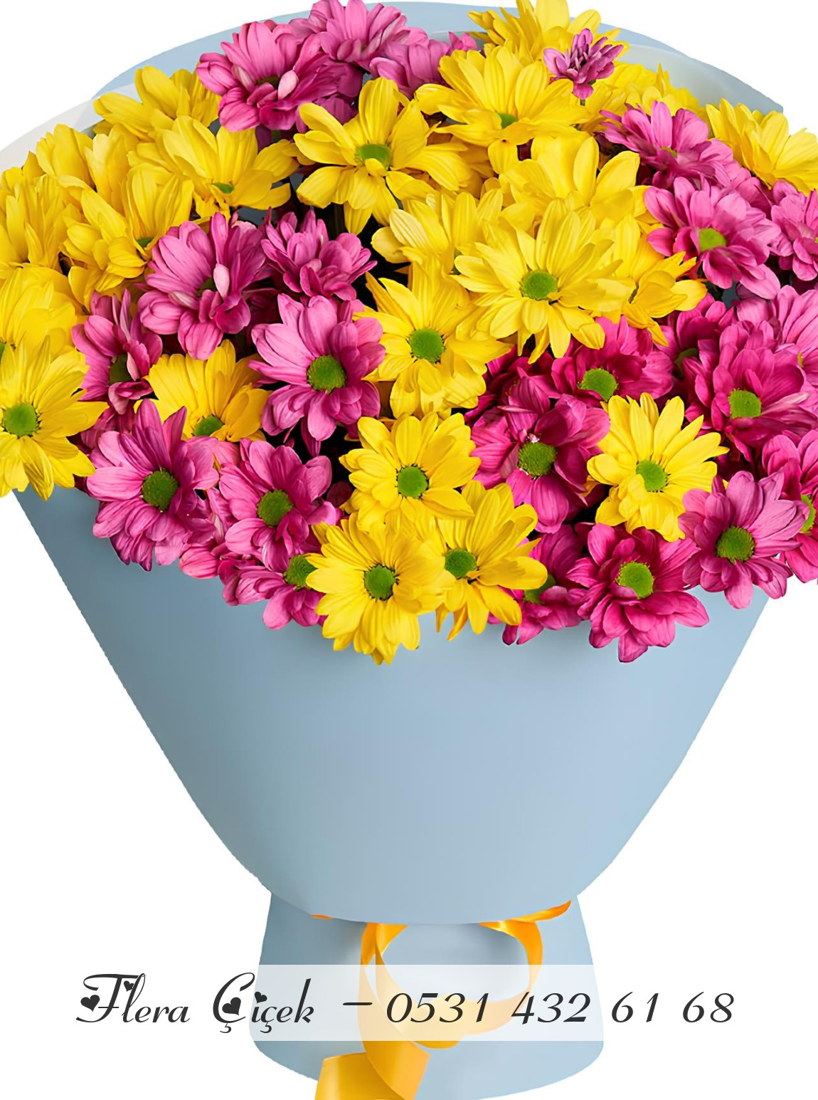 Mor ve Sarı Papatya Buketi