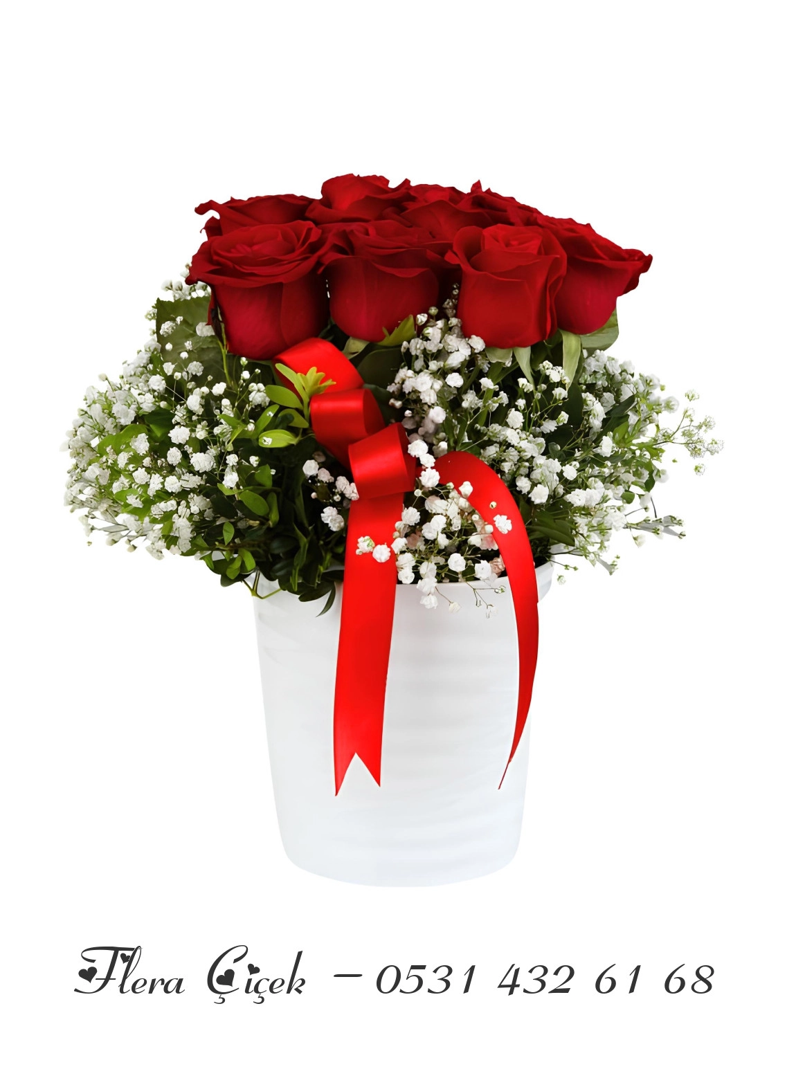 Özel Seramik Vazoda 8 Adet Gül