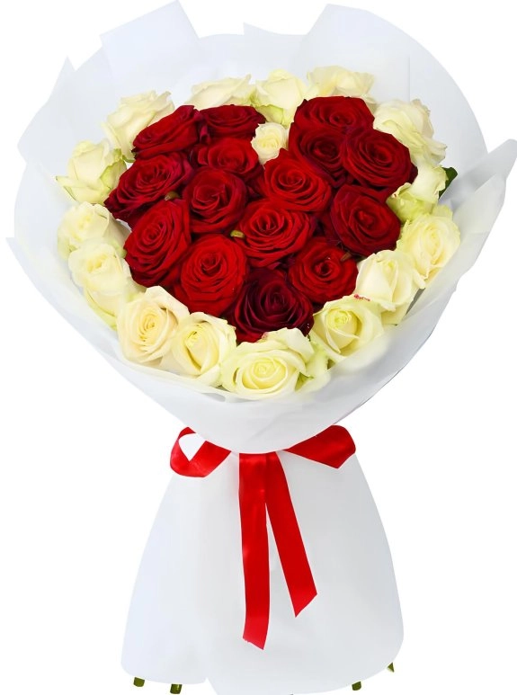 Kırmızı Gül Beyaz Gül Buketi